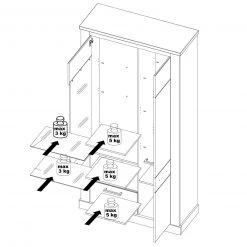 Vitrine - Pinie weiß - Touchwood - 2 Türen -Wohnzimmer Verkäufe 1023069300 04 1600Wx1600H