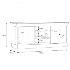 TV-Lowboard - Schneeeiche - 143 cm -Wohnzimmer Verkäufe 1023073400 04 1600Wx1600H