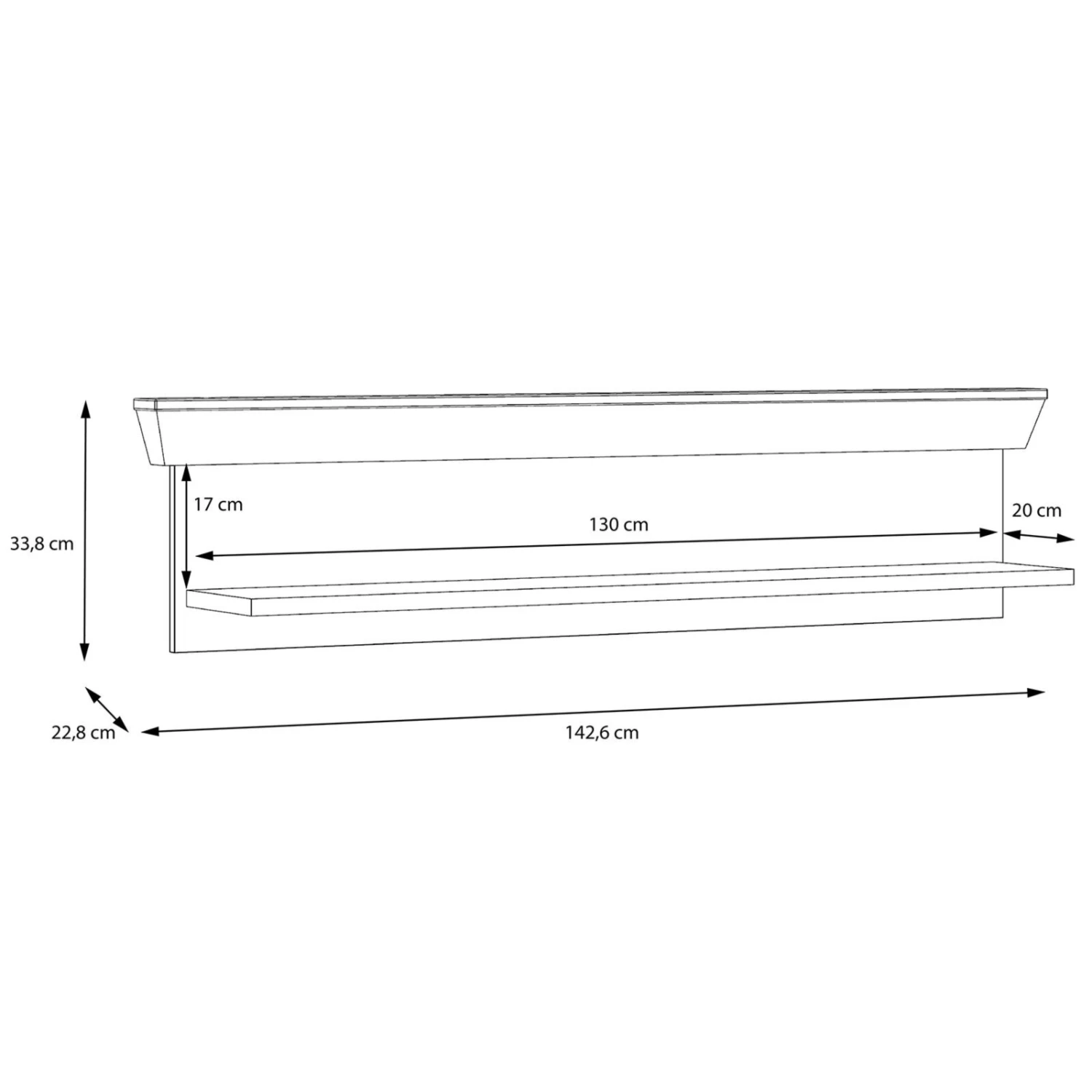 Wandboard - Schneeeiche - 143 cm 2 Wandboard - Schneeeiche - 143 cm – Bild 2