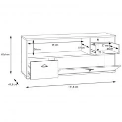 TV-Lowboard - Maringo Pinie - grau matt - 142 cm -Wohnzimmer Verkäufe 1023074000 03 1600Wx1600H