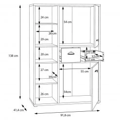 Highboard - Maringo Pinie - grau matt - 92 cm -Wohnzimmer Verkäufe 1023074200 03 1600Wx1600H