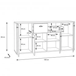 Sideboard - Maringo Pinie - grau matt - 169 cm -Wohnzimmer Verkäufe 1023074300 03 1600Wx1600H