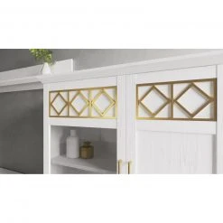 Highboardvitrine - Pinie weiß - goldfarben - 110 cm 7 Highboardvitrine - Pinie weiß - goldfarben - 110 cm -Wohnzimmer Verkäufe 1023074400 03 1600Wx1600H
