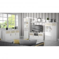 TV-Lowboard - Pinie weiß - goldfarben - 155 cm -Wohnzimmer Verkäufe 1023074700 03 1600Wx1600H