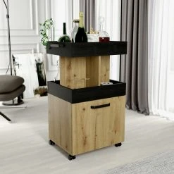 Hausbar - Artisan Eiche - Schwarzeiche - auf Rollen -Wohnzimmer Verkäufe 1023075000 04 1600Wx1600H