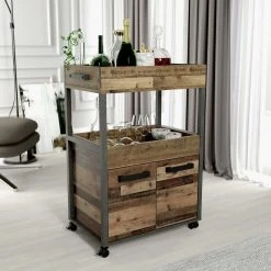 Hausbar - Old Wood Vintage - Betonoptik - auf Rollen -Wohnzimmer Verkäufe 1023075100 03 1600Wx1600H