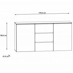 Sideboard - weiß - Glasfronten - 180 cm -Wohnzimmer Verkäufe 1023075400 07 1600Wx1600H