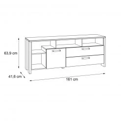 Lowboard - Old Wood Vintage-Betonoptik - 161 cm breit -Wohnzimmer Verkäufe 1023078700 03 1600Wx1600H