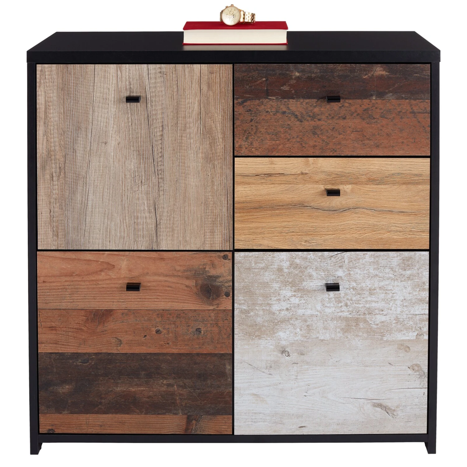 Kommode - Eiche-Pinie-schwarz - 77 cm breit 2 Kommode - Eiche-Pinie-schwarz - 77 cm breit – Bild 2