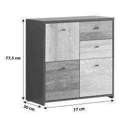 Kommode - Eiche-Pinie-schwarz - 77 cm breit 14 Kommode - Eiche-Pinie-schwarz - 77 cm breit -Wohnzimmer Verkäufe 1023078900 07 1600Wx1600H