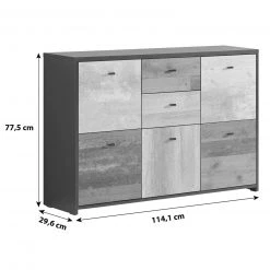 Kommode - Eiche-Pinie-schwarz - 114 cm breit -Wohnzimmer Verkäufe 1023079000 08 1600Wx1600H