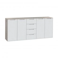 Sideboard - weiß Hochglanz - Sandeiche - 179 cm breit