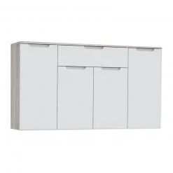 Sideboard - weiß Hochglanz - Sandeiche - 139 cm breit