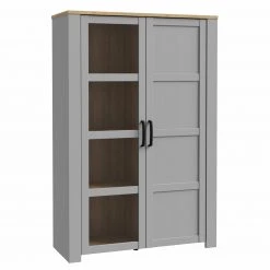 Highboardvitrine - Eiche grau - Riviera Eiche - 106 cm breit