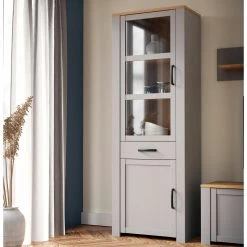 Standvitrine - Eiche grau - Riviera Eiche - 72 cm breit -Wohnzimmer Verkäufe 1023083800 05 1600Wx1600H