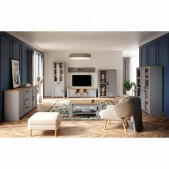 Standvitrine - Eiche grau - Riviera Eiche - 72 cm breit -Wohnzimmer Verkäufe 1023083800 07 1600Wx1600H