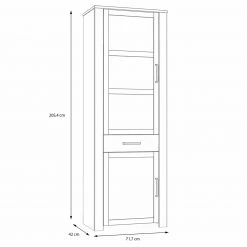 Standvitrine - Eiche grau - Riviera Eiche - 72 cm breit -Wohnzimmer Verkäufe 1023083800 08 1600Wx1600H