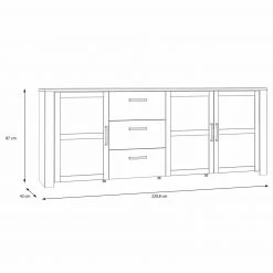 Sideboard - Eiche grau - Riviera Eiche - 221 cm breit -Wohnzimmer Verkäufe 1023083900 08 1600Wx1600H