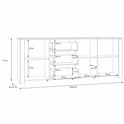 Sideboard - Eiche grau - Riviera Eiche - 221 cm breit -Wohnzimmer Verkäufe 1023083900 10 1600Wx1600H
