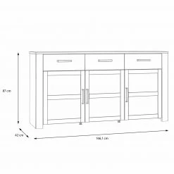 Sideboard - Eiche grau - Riviera Eiche - 166 cm breit -Wohnzimmer Verkäufe 1023084100 06 1600Wx1600H
