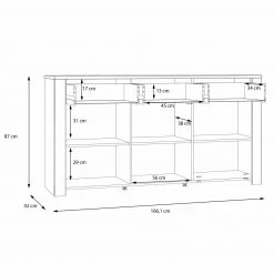 Sideboard - Eiche grau - Riviera Eiche - 166 cm breit -Wohnzimmer Verkäufe 1023084100 07 1600Wx1600H