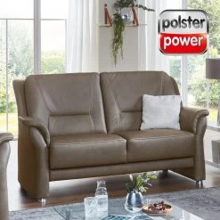 polsterpower 2,5-Sitzer-Ledersofa - greystone