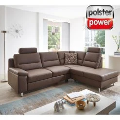 polsterpower Ledersofa - braun - Basismodell - Ottomane rechts