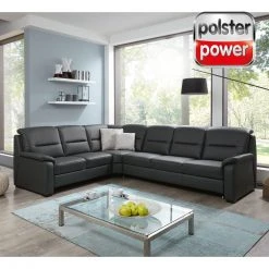 polsterpower Ledersofa - anthrazit - Basismodell - 2-Sitzer links