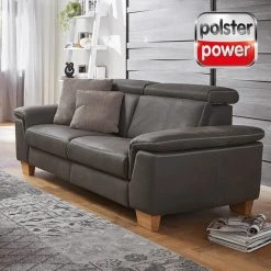 polsterpower 2,5-Sitzer Ledersofa - grau