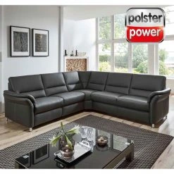 polsterpower Ledersofa - anthrazit - Basismodell - 2-Sitzer rechts