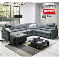 polsterpower Ledersofa - grau - Basismodell - Canapé links