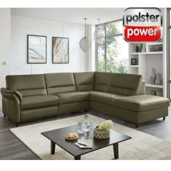 polsterpower Ledersofa - moos - Recamiere rechts - Basismodell
