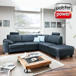 polsterpower Ledersofa - dunkelblau - Basismodell - Kombielement rechts
