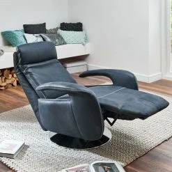 Ledersessel - dunkelblau - stufenlose Rückenverstellung -Wohnzimmer Verkäufe 1158007800 05 1600Wx1600H