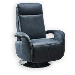 Ledersessel - dunkelblau - stufenlose Rückenverstellung