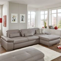 polsterpower Ledersofa - granit - Sitztiefenverstellung - Recamiere rechts -Wohnzimmer Verkäufe 1158008678 03 1600Wx1600H