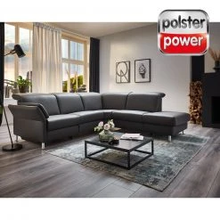 polsterpower Ledersofa - anthrazit - mit Funktionen