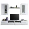 5-teilige Wohnwand - weiß - weiß Hochglanz