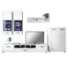 Wohnwand - weiß - Hochglanz - 285 cm