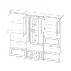 Wohnwand - Buche - mit Beleuchtung - 236 cm -Wohnzimmer Verkäufe 1170007100 03 1600Wx1600H