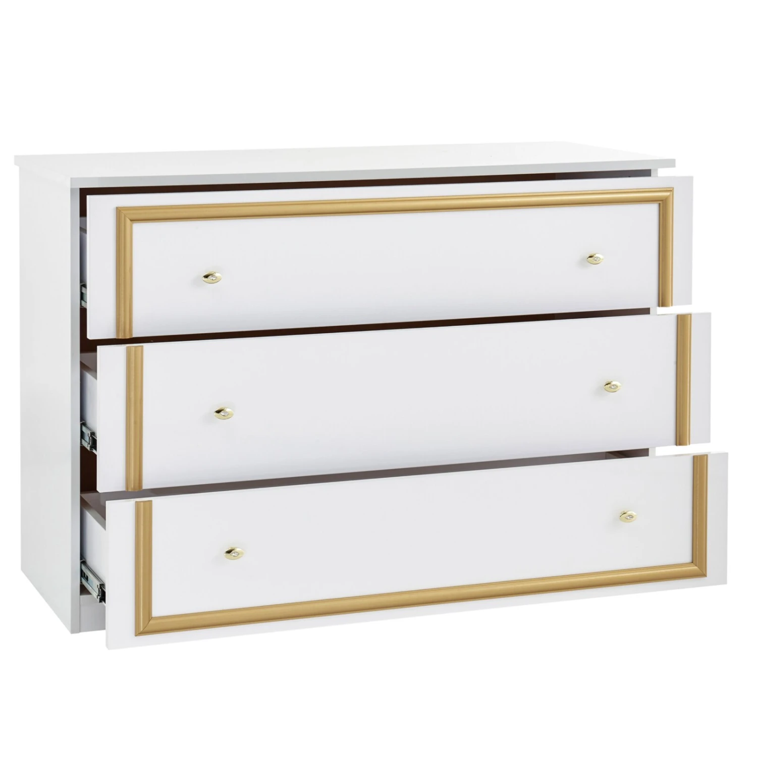 Kommode - weiß Hochglanz - gold - 118 cm 3 Kommode - weiß Hochglanz - gold - 118 cm – Bild 3