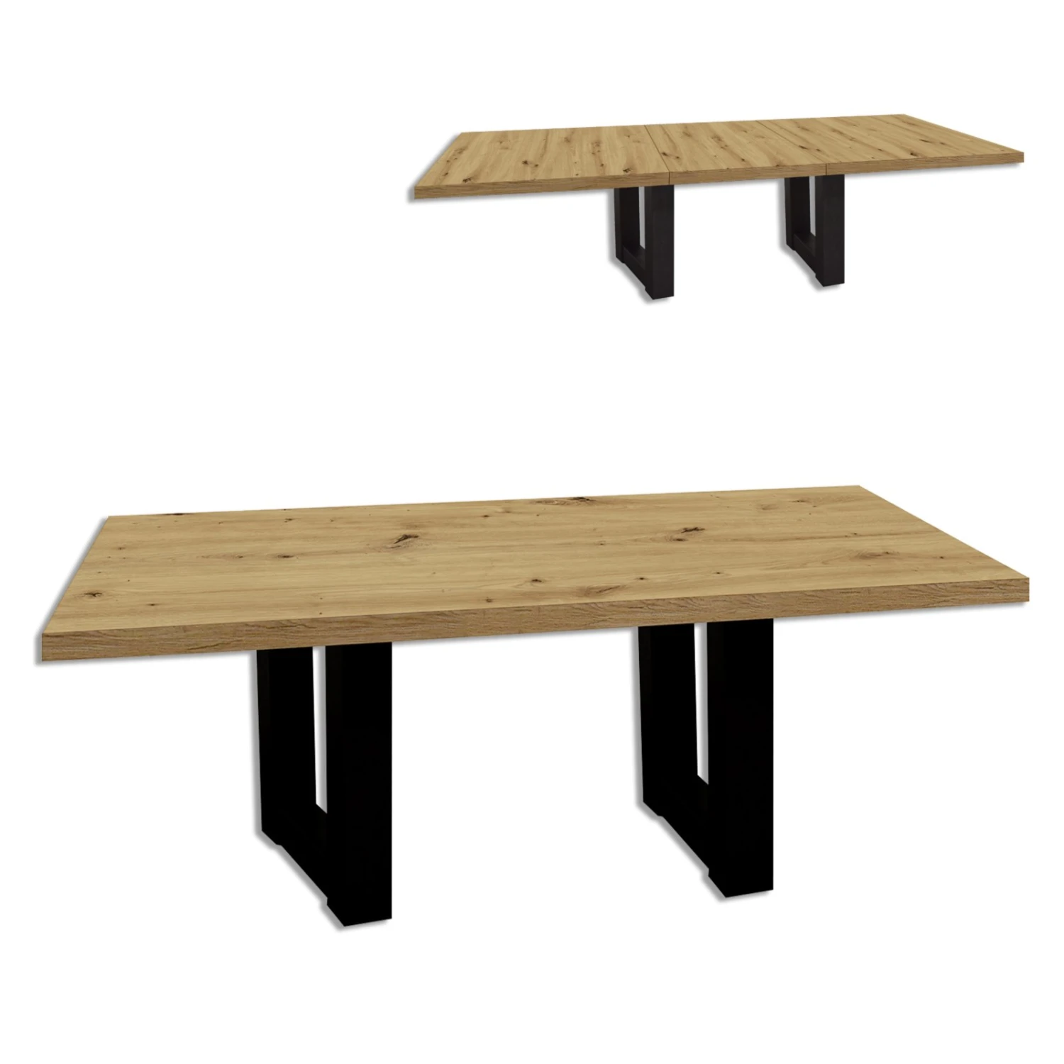 Couchtisch - Asteiche-Schwarzstahl - ausziehbar 1 Couchtisch - Asteiche-Schwarzstahl - ausziehbar