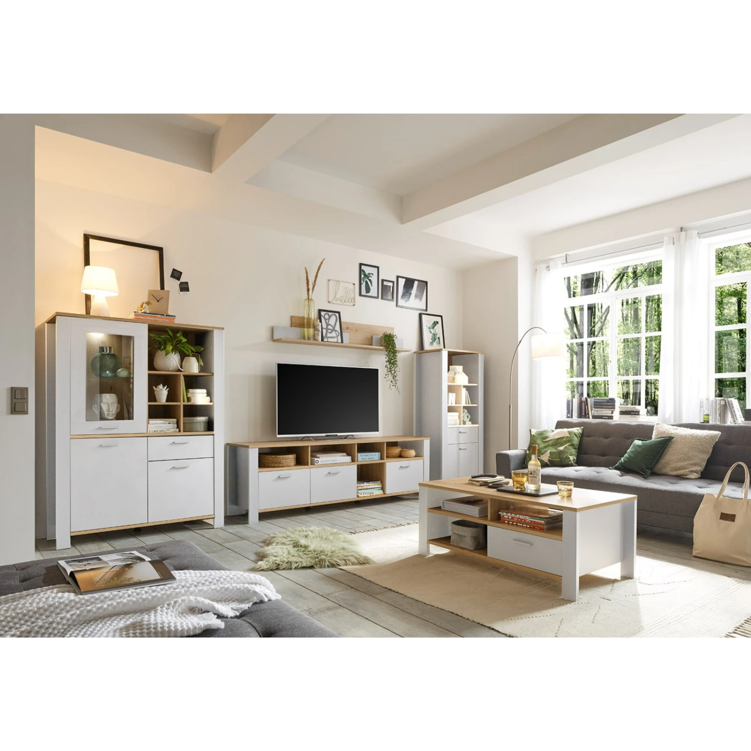 Lowboard - kreidegrau - Asteiche - 193 cm 5 Lowboard - kreidegrau - Asteiche - 193 cm – Bild 5