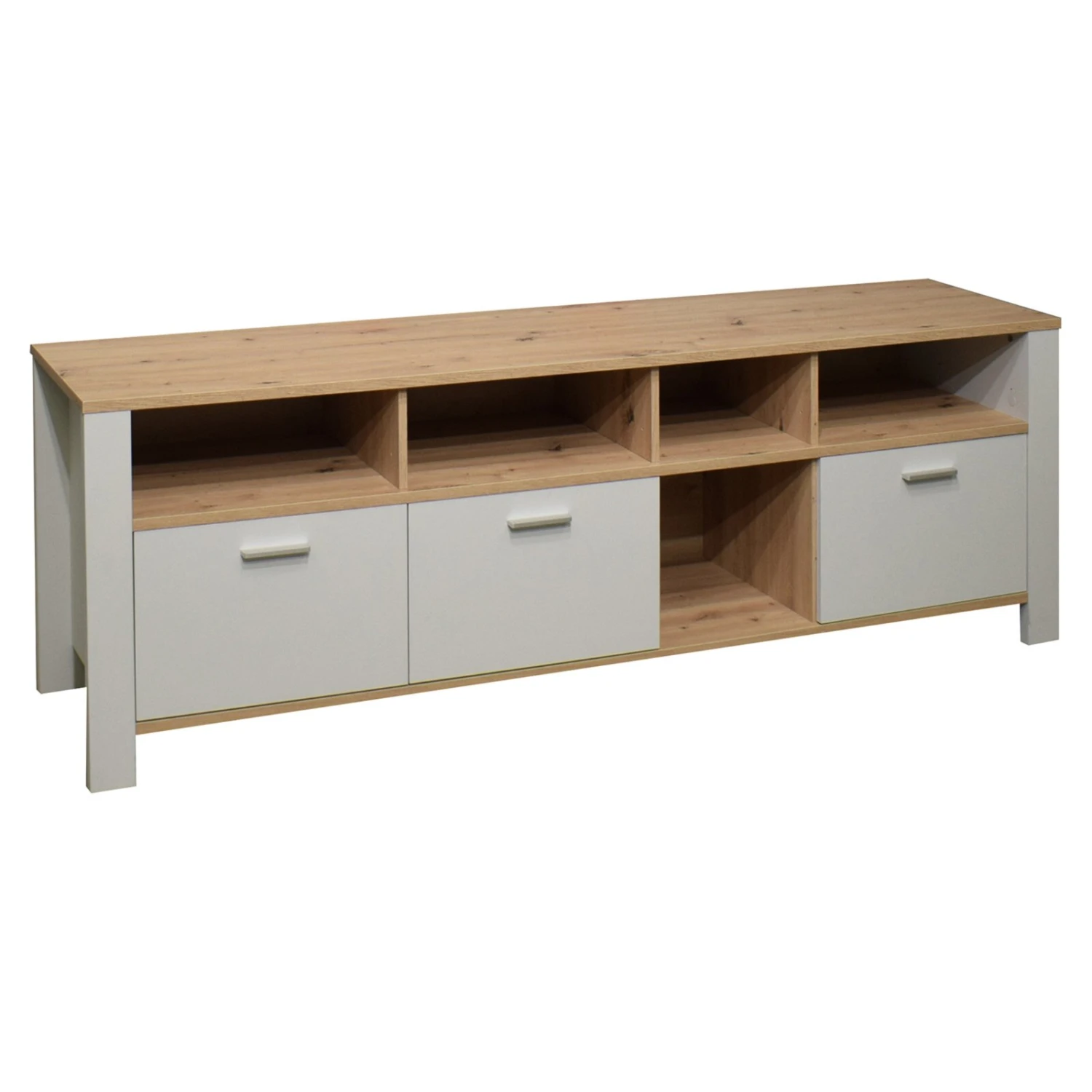 Lowboard - kreidegrau - Asteiche - 193 cm 1 Lowboard - kreidegrau - Asteiche - 193 cm