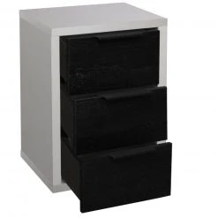 Kommode - kreidegrau matt - Flamed Wood black - 3 Schubkästen -Wohnzimmer Verkäufe 1205009008 04 1600Wx1600H