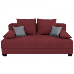 Boxspringsofa - cranberry-grau - Dauerschläfer mit Staukasten
