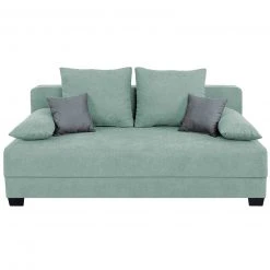 Boxspringsofa - mint-grau - Dauerschläfer mit Staukasten