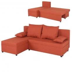 Ecksofa - orange - Webstoff - mit Liegefunktion