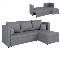 Ecksofa - light grey - Webstoff - Liegefunktion