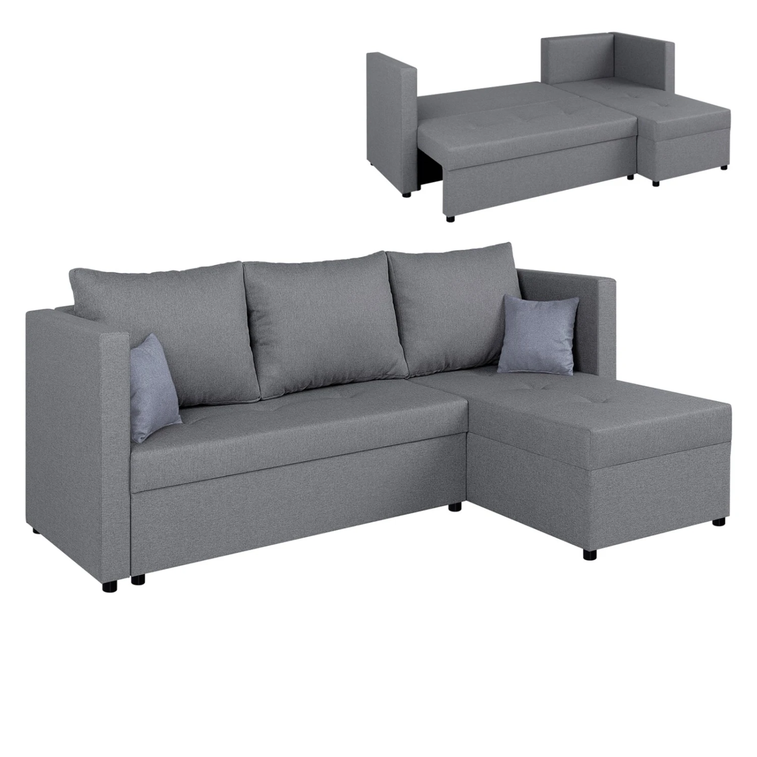Ecksofa - light grey - Webstoff - Liegefunktion 1 Ecksofa - light grey - Webstoff - Liegefunktion